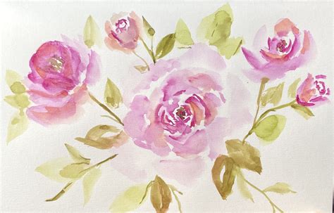 Loose Watercolor Roses Loose Watercolor Flowers Watercolor Rose Rose