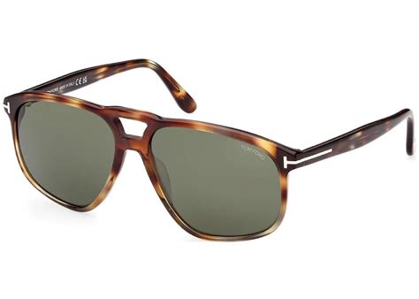 Tom Ford Pierre Navigator Sunglasses Havanagreen Ft1000 56n 58 In Acetatemetal Us