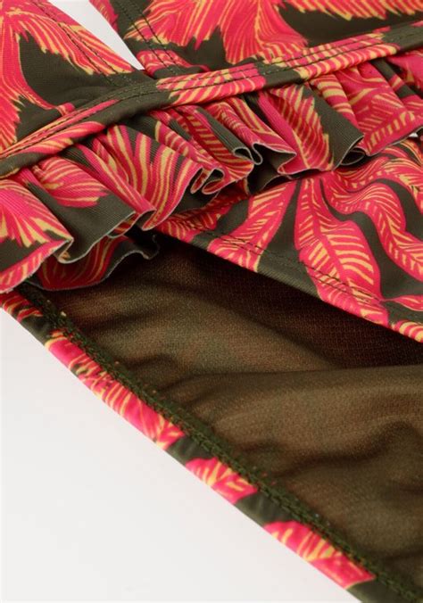 Shiwi Bikini Set ROSIE FIXED TRIANGLE SET RUFFLE Forest Green Leaves Bol