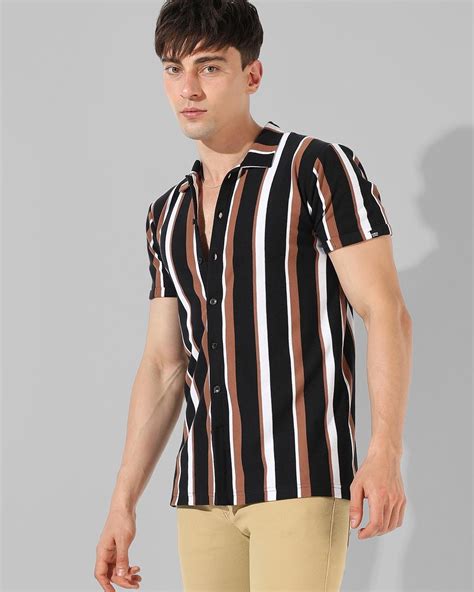 Buy Mens Black Striped Shirt Online At Bewakoof