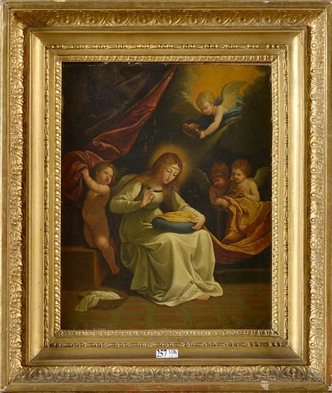 Sold Price Huile Sur Cuivre La Vierge Cousant Atelier De Guido Reni