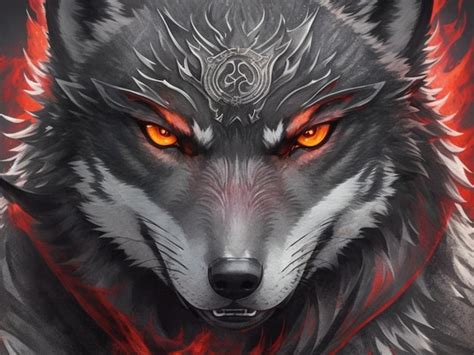 Premium AI Image | brutal evil wolf portrait glowing wolf eyes red ...