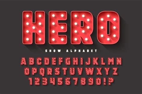 Diseño de alfabeto de cine retro lámparas led de cabaret letras y