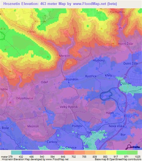 Elevation Of Hroznetin Czech Republic Elevation Map Topography Contour