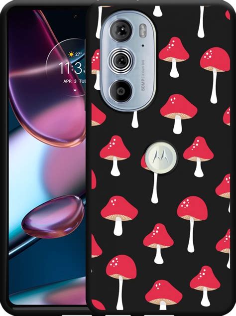 Hoesje Geschikt Voor Motorola Edge 30 Pro Zwart Paddenstoelen Bol