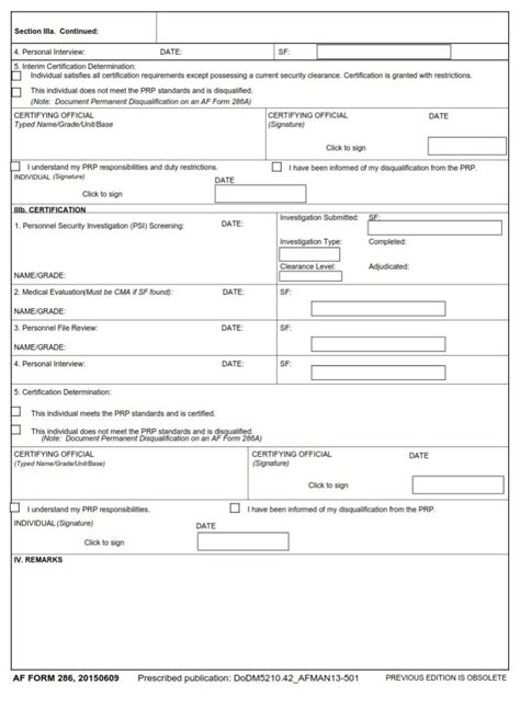 Af Form 286 Personnel Reliability Program Prp Qualification