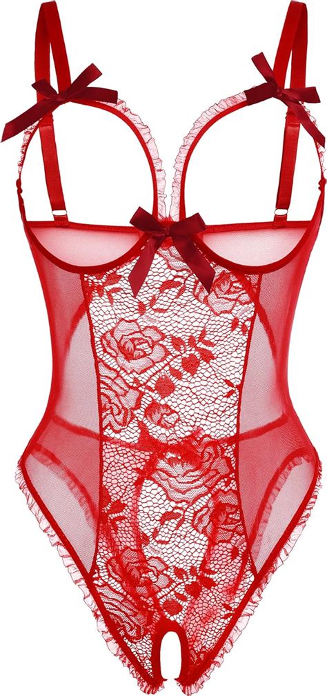 ADOME Lingerie For Women Sexy Teddy One Piece Lace Babydoll Bodysuit At