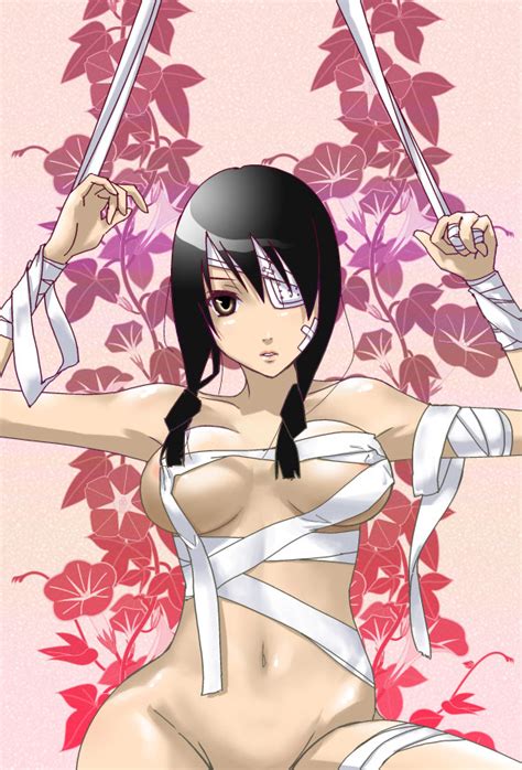 Rule 34 1girls Arms Up Bandage Bandages Black Hair Bondage Braid Breasts Eye Patch Female