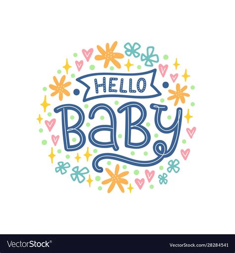 Cute hello baby text Royalty Free Vector Image