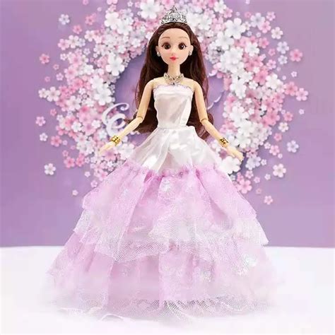 Robe De Princesse Cosplay En Dentelle Violette Pour Poup E Barbie V