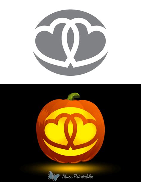 Printable Double Hearts Pumpkin Stencil