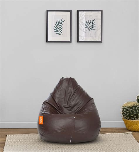 Buy Classic Xxl Leatherette Bean Bag With Beans In Chocolate Brown