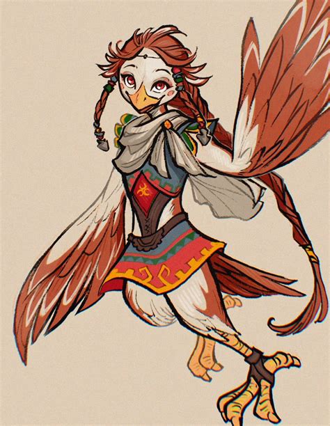 249023 Safe Artist Emilye Draws Medli Zelda Bird Fictional Species Rito Anthro