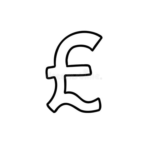 Symbol Pound Sterling Gbp Currency Cartoon Outline In Outline Childlike