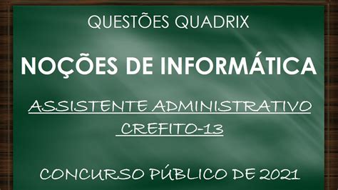 Inform Tica Quadrix Crefito Parte Caderno De Prova De