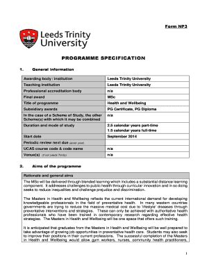 Fillable Online Leedstrinity Ac MSc Health And Wellbeing Form NP3