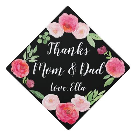 Custom Message Watercolor Floral Graduation Cap Topper