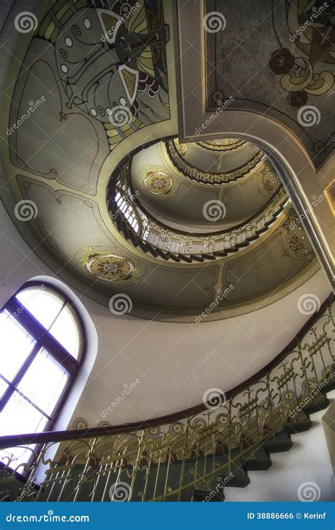 Spiral Art Nouveau Staircase In Riga Stock Photo Image Of Lavish