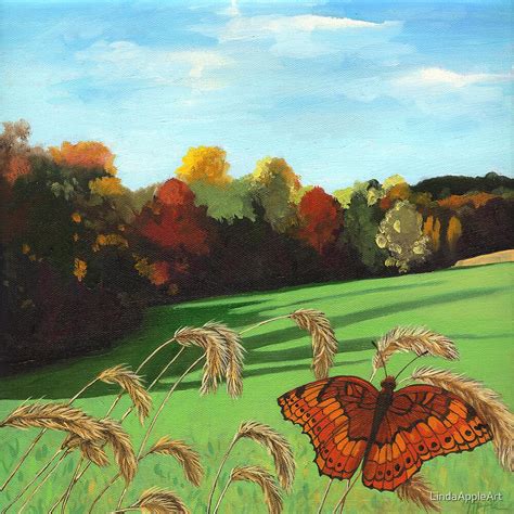 "Rolling Hills - fall landscape oil painting" by LindaAppleArt | Redbubble