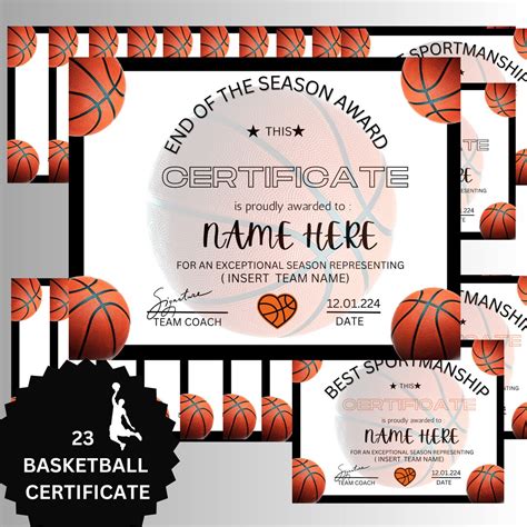 Editable Basketball Award Certificates Award Ceremony Certificates