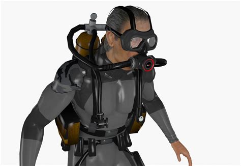 Scuba Diver Animated 3d Model