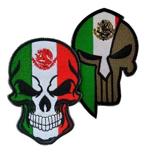 Parche Táctico Militar Bordado Calavera Bandera México Velcr Meses