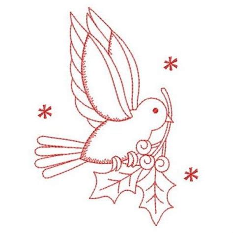 Redwork Christmas Dove Embroidery Designs Machine Embroidery Designs