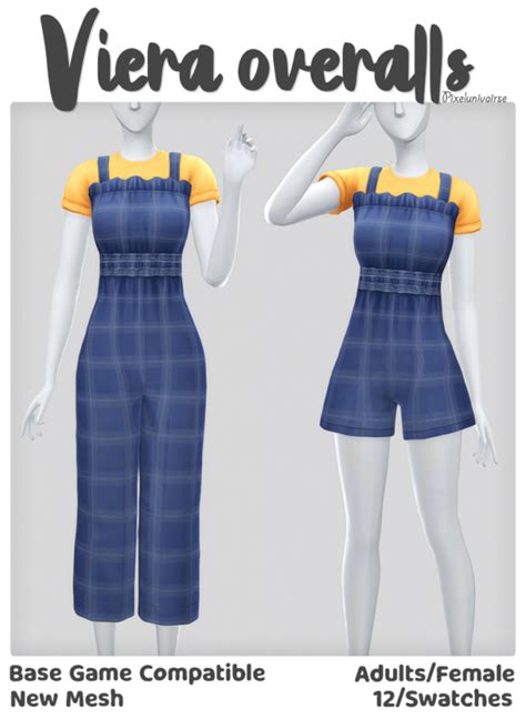 Sims 4 Pixelunivairse Viera Overalls Pant Best Sims Mods