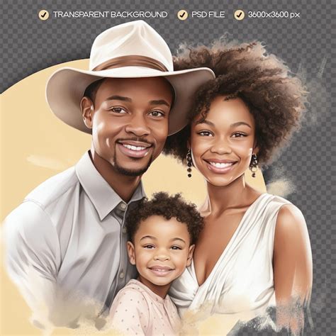 Psd Belle Famille Afro Am Ricaine Aquarelle Clipart Fond Transparent