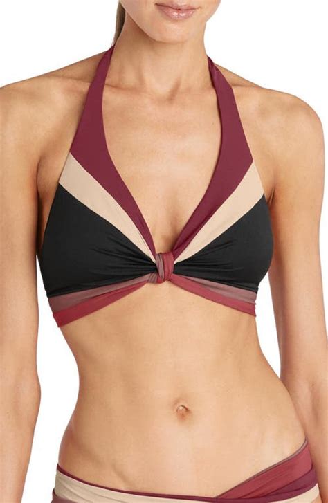 Buy Robin Piccone Billie Halter Bikini Top Black Rose Combo At