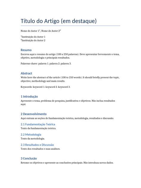 Estrutura De Um Artigo Acadêmico - Estrutura de Artigo Acadêmico Completo | PDF