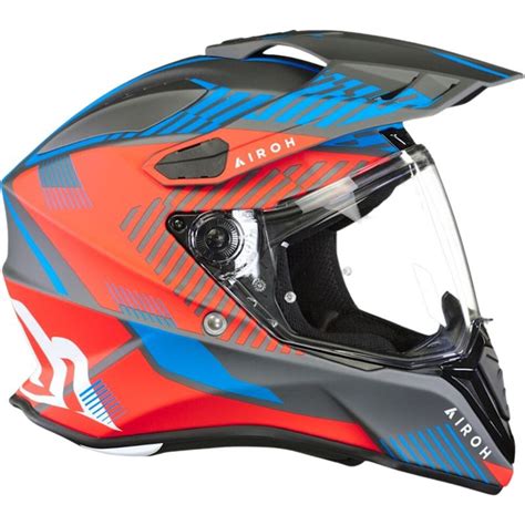 Capacete Airoh Commander Boost Vermelho Azul Fosco Grid Motors