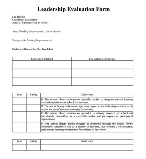 Free 9 Sample Leadership Evaluation Forms In Ms Word Pdf