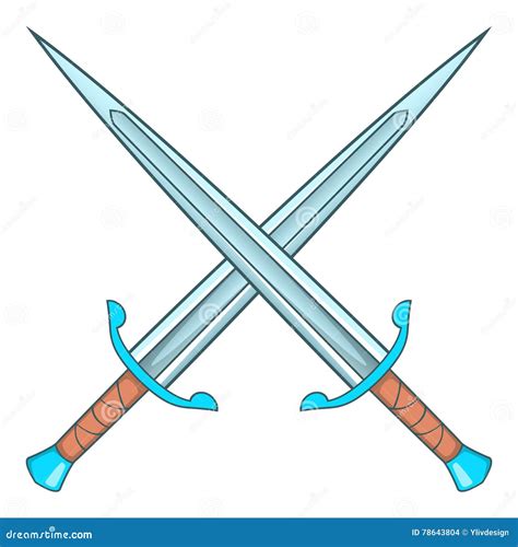 Crossed Swords Icon Cartoon Style Stock Vector Illustration Of