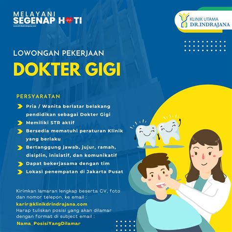 Lowongan Dokter Gigi Klinik Utama DR Indrajana Klinik Utama DR