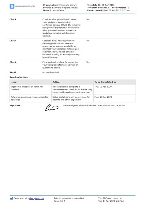 Covid Compliance Checklist Free Checklist Template