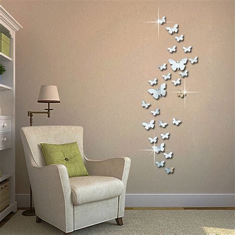 12Pcs 3D Spiegels Vlinder Stickers Decoratie Muurs Grandado