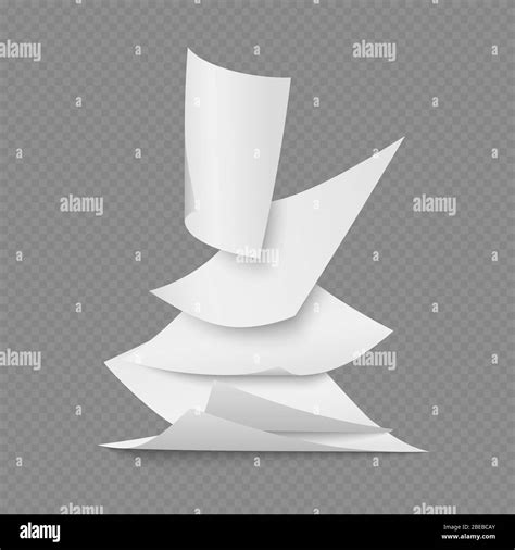 Falling Document Blank White Paper Pages On Transparent Background