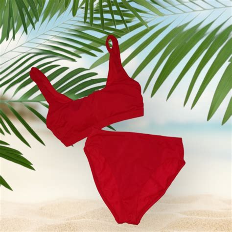 Kona Sol Ribbed Red Bikini Gem