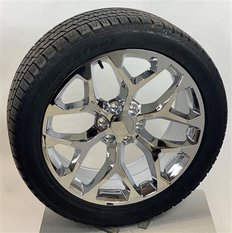 Gmc Style Chrome Snowflake 22 Wheels With Bridgestone Tires