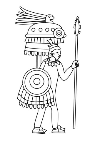 Aztec Warrior Depiction in Codex Mendoza coloring page | Free Printable ...