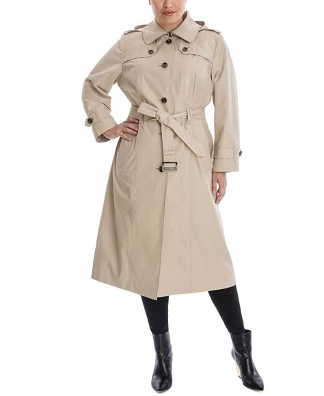 London Fog Plus Size Hooded Maxi Trench Coat Macys