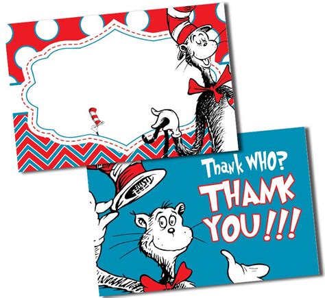 Cat In The Hat Thank You Cards Dr Seuss Thank You Notes Dr Etsy