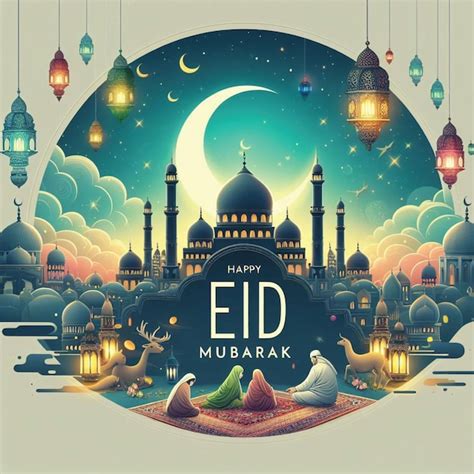 Um Cartaz Para O Cart O De Sauda O Eid Al Adha Mubarak Foto Premium