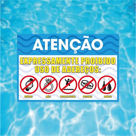 Placas Sinalização para Piscina 30x20 cm Elo7