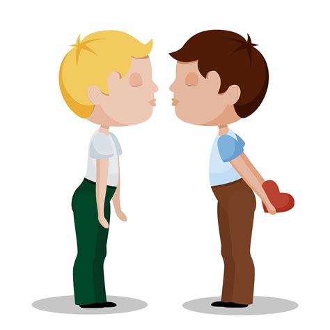 Dos Chicos Besándose Día De San Valentín Pareja Gay Lgbt