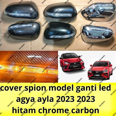 Cover Spion Agya Ayla 2023 2024 2025 Model Ganti Led Lampu Hitam Chrome