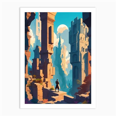 Ruins And Adventurer Art Print By Monad Nomad Fy