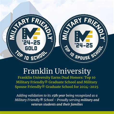 Franklin University Earns Dual Honors Top 10 Military Friendly