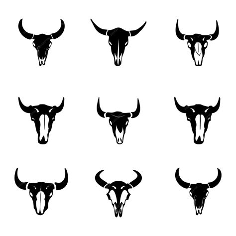 Premium Vector Bison Skull Vector Illustration Set With Isolated Clip Art White Background And